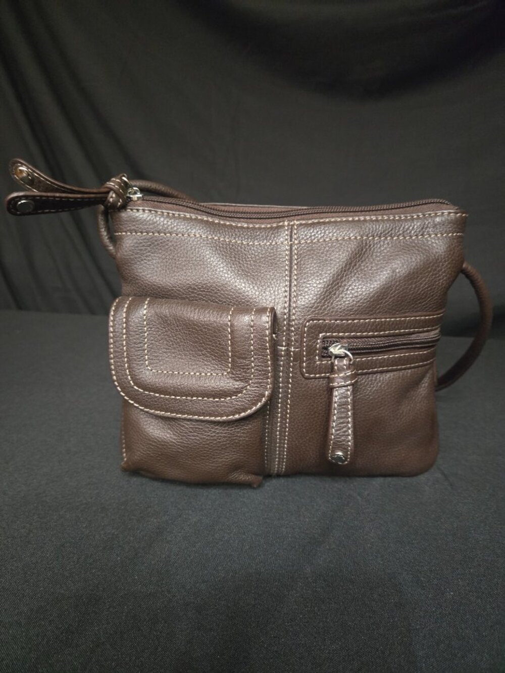 NWT Tignanello Brown Genuine Leather Multi Pocket Organizer Crossbody Bag - Picture 5 of 6